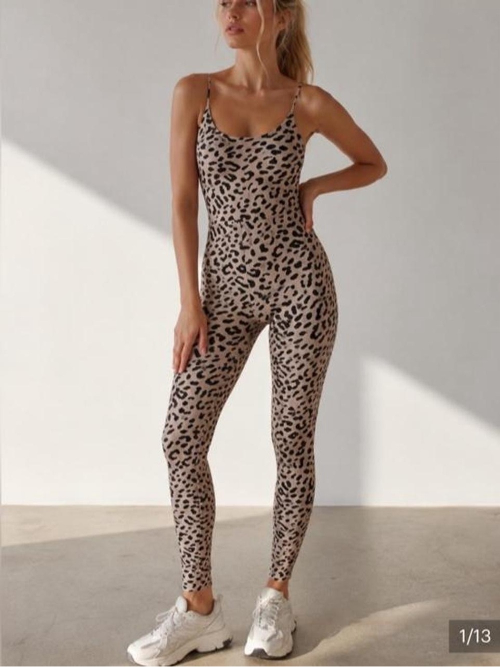Alice + Olivia Leopard Print Cami Jumpsuit Size 6 Thin Strap Stretch Fitted